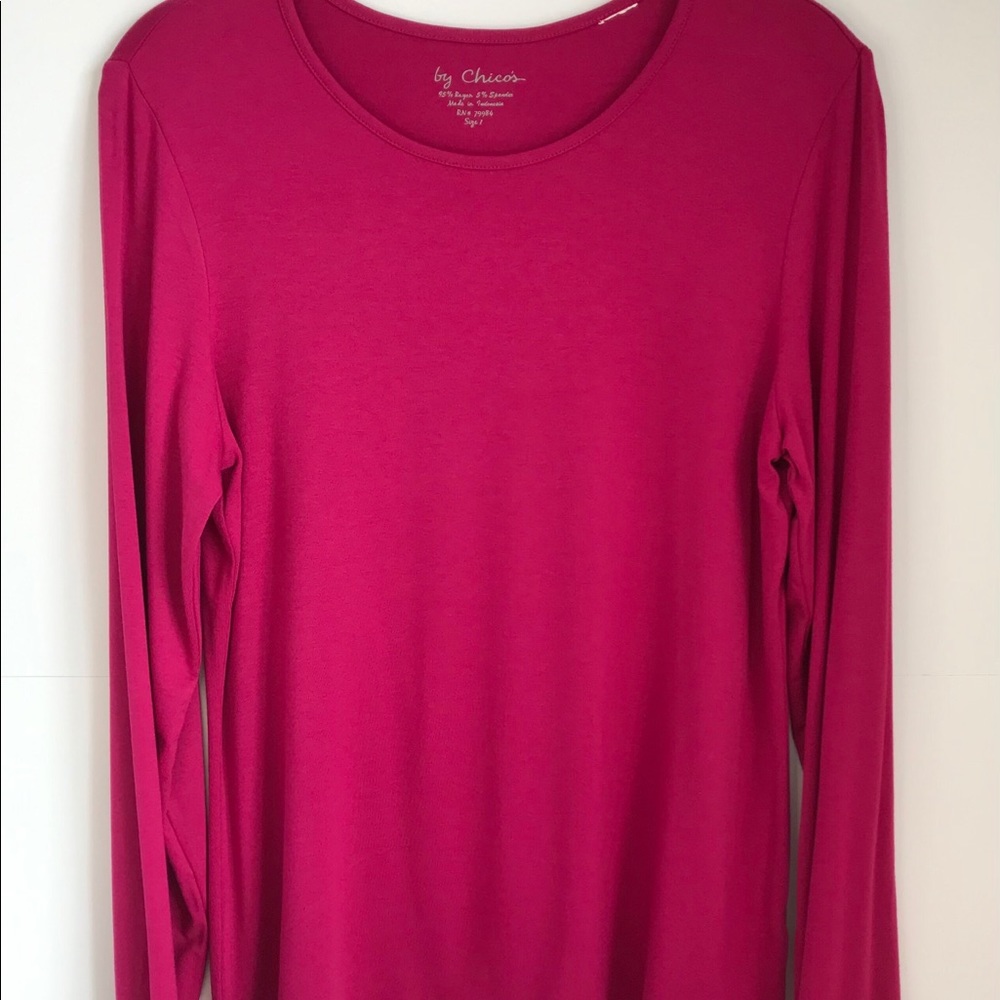 Chico's Long Sleeve Layering Top- Hot Pink